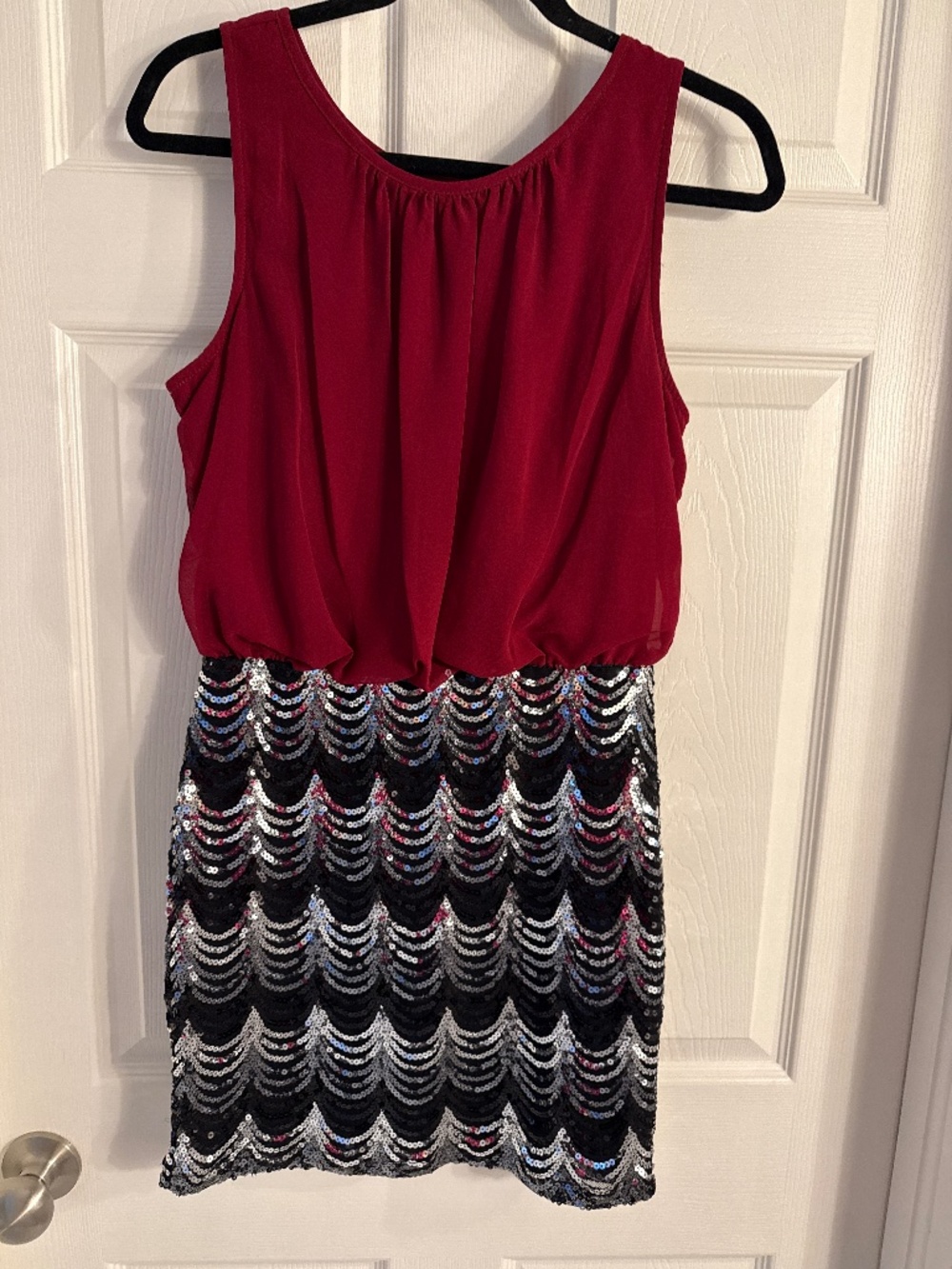 Maroon and Sequin Cocktail Dress M